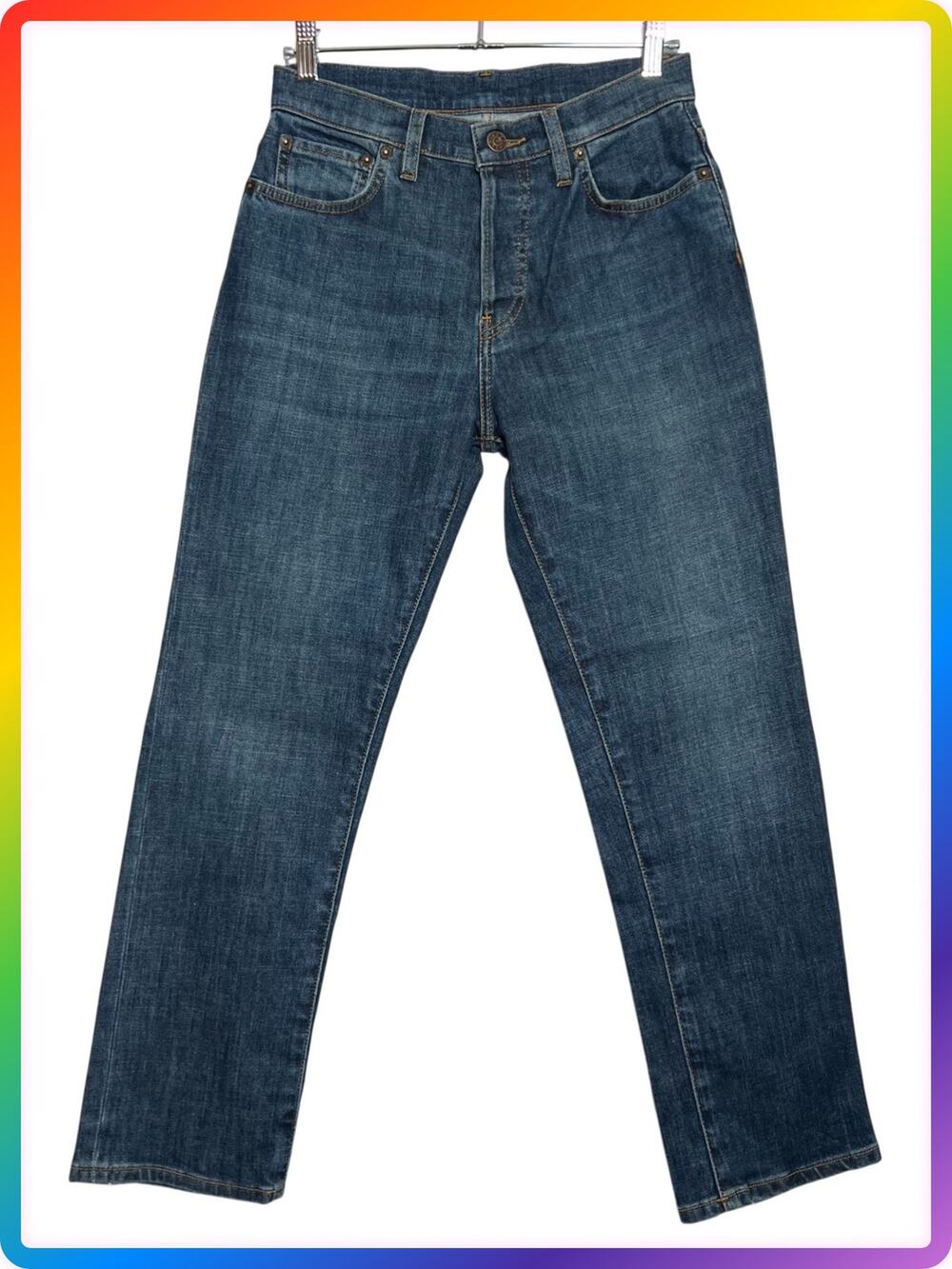6397 Straight Leg 495 Jeans SIZE 25 Worn Dark Blue Button Fly Made in Italy NWT
